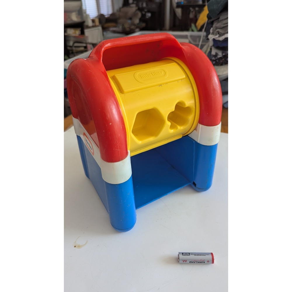 Vintage Little Tikes Mailbox Shape Sorter Toy Red White Blue Rotating Drum Only